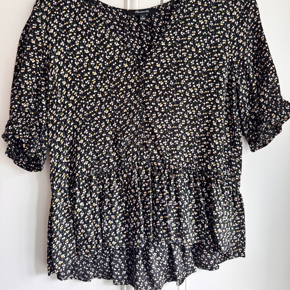 Black floral blouse